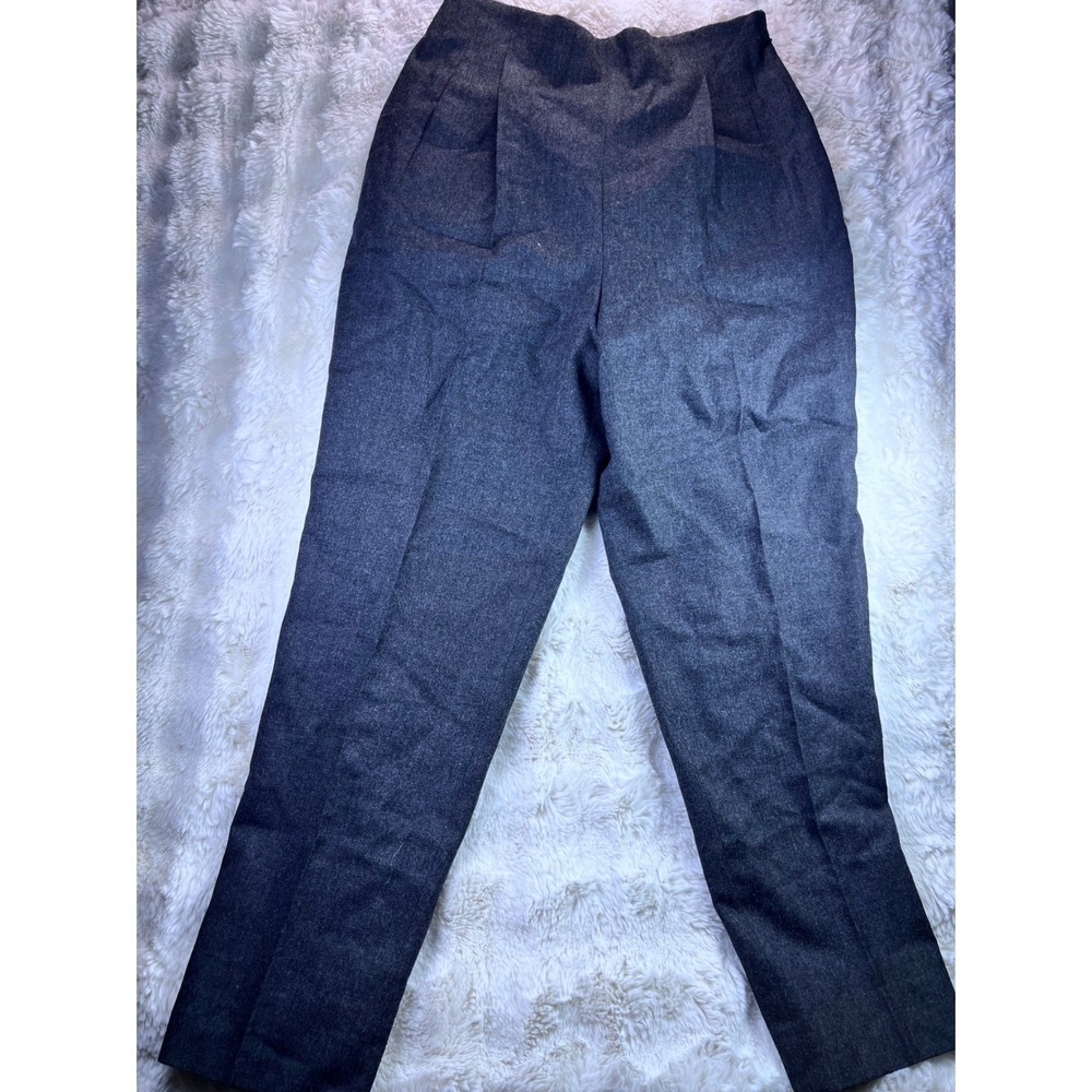 Harve Benard Wool Trousers Gray Pleated High Waist Dress Pants 70M Sz 12. A25